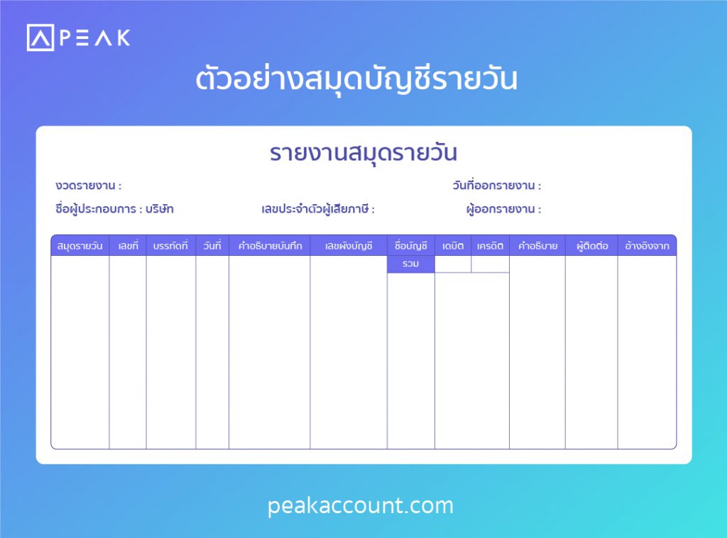 ตัวอย่างสมุดบัญชีรายวัน