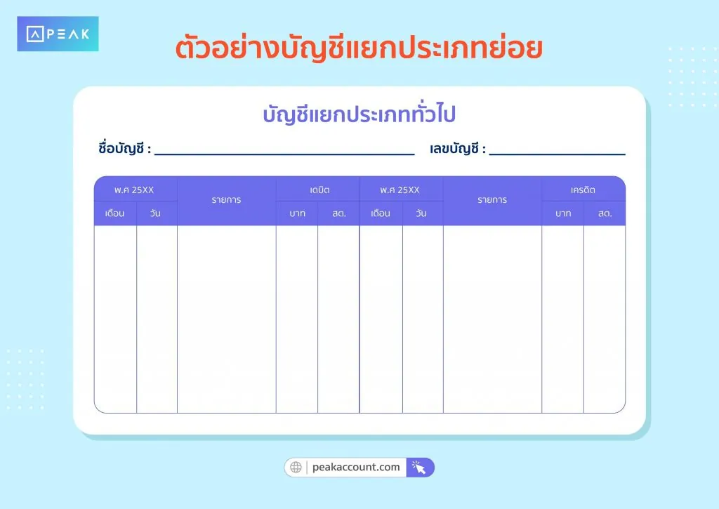 ตัวอย่างบัญชีแยกประเภทย่อย