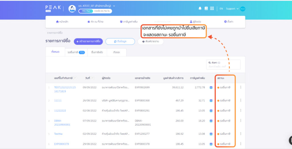 หน้าโปรแกรมแสดงข้อมูลใบกำกับภาษี