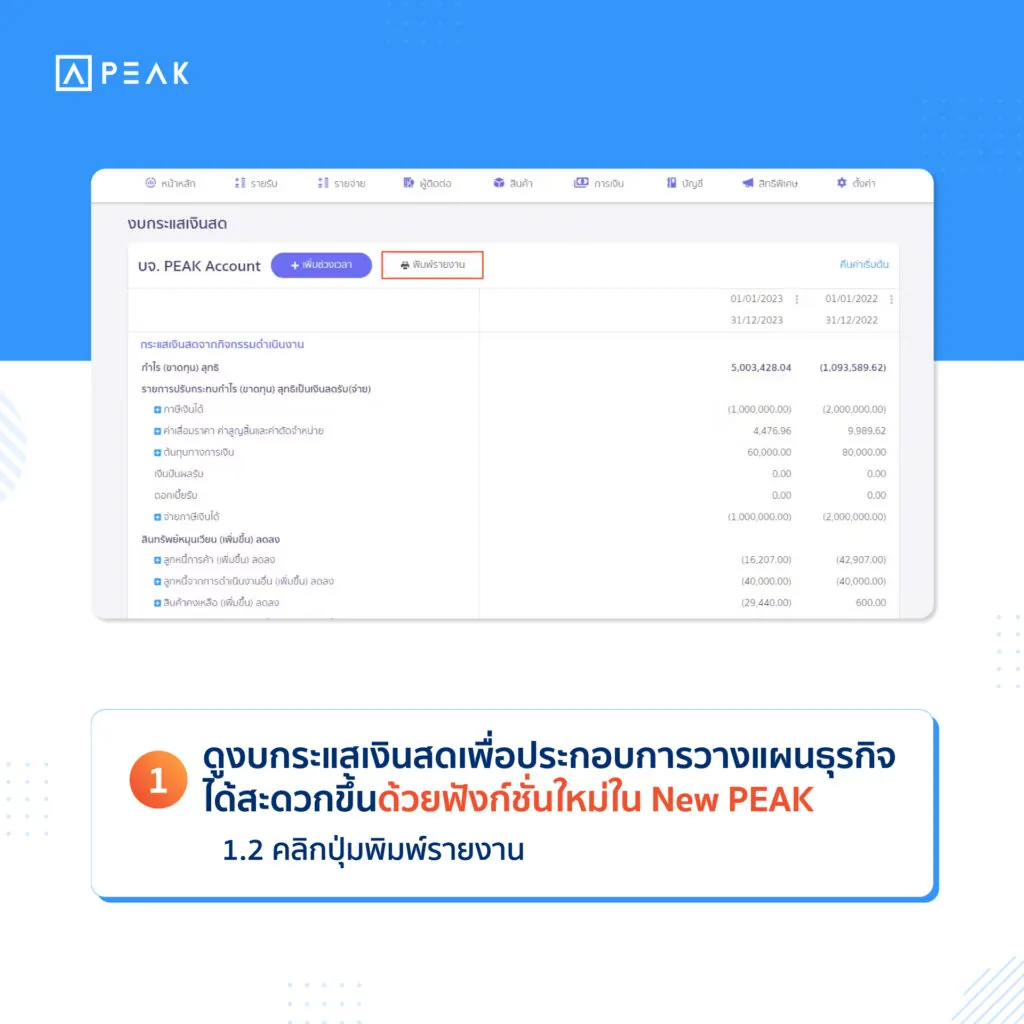 คลิกปุ่มพิมพ์รายงาน