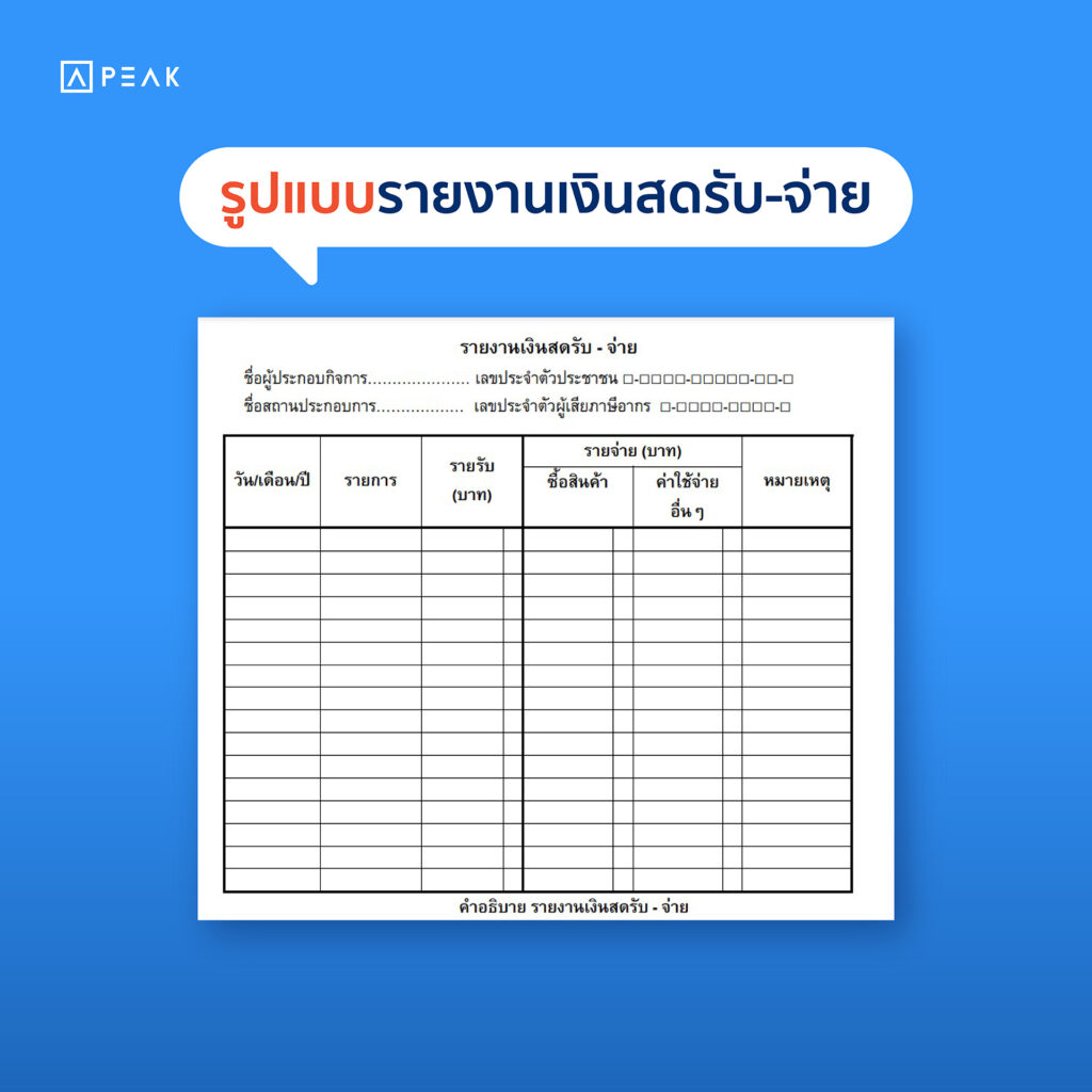รูปแบบรายงานเงินสดรับ-จ่าย