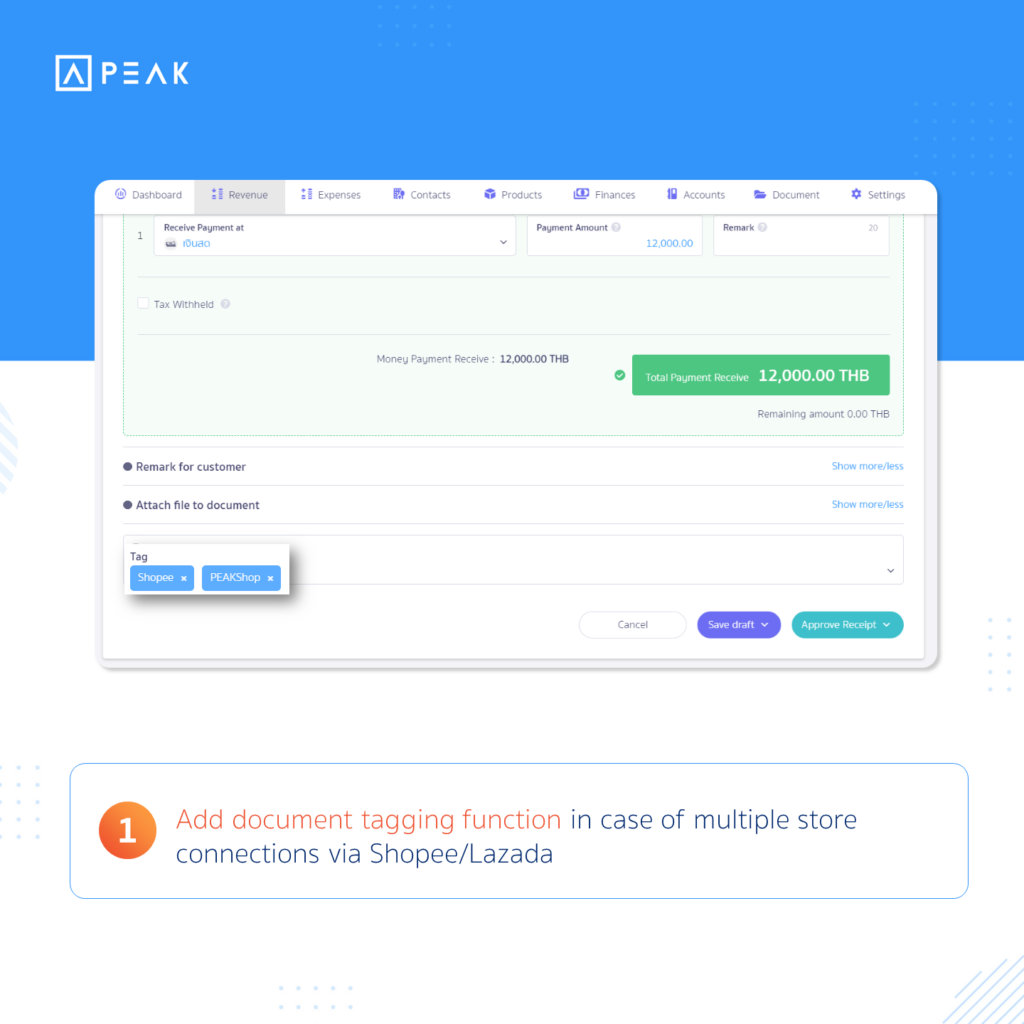  Add document tagging function in case of multiple store connections via Shopee/Lazada