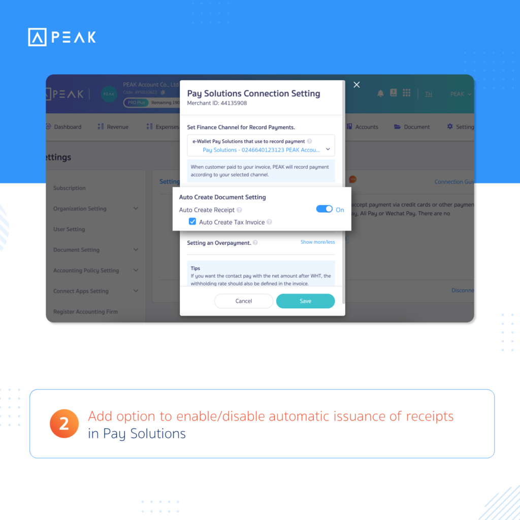 Add option to enable/disable automatic issuance of receipts in Pay Solutions