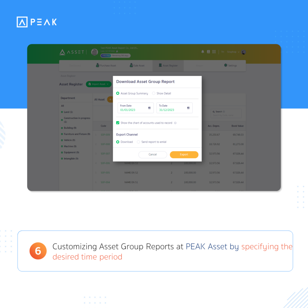 Customizing Asset Group Reports at PEAK Asset by specifying the desired period between months.