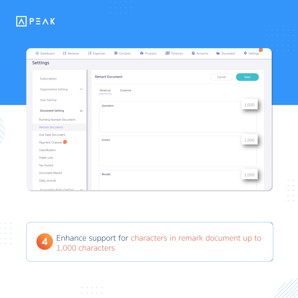 Enhance support for characters in remark documents up to 1,000 characters
