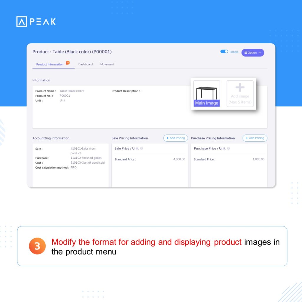 3. Modify the format for adding and displaying product images in the product menu