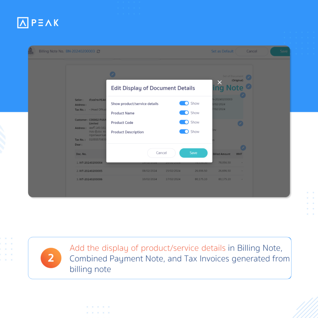 Add the display of product/service details