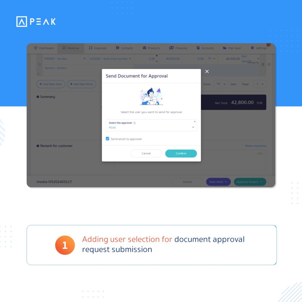 Adding user selection for document approval request submission