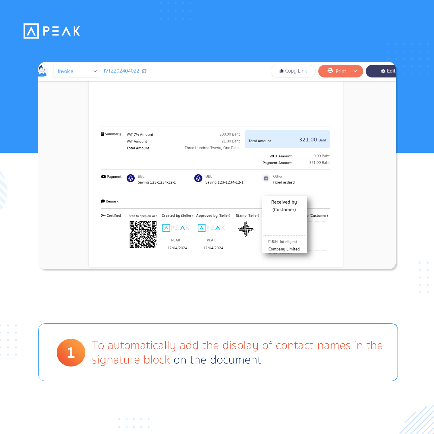 Screen for automatically add the display of contact names