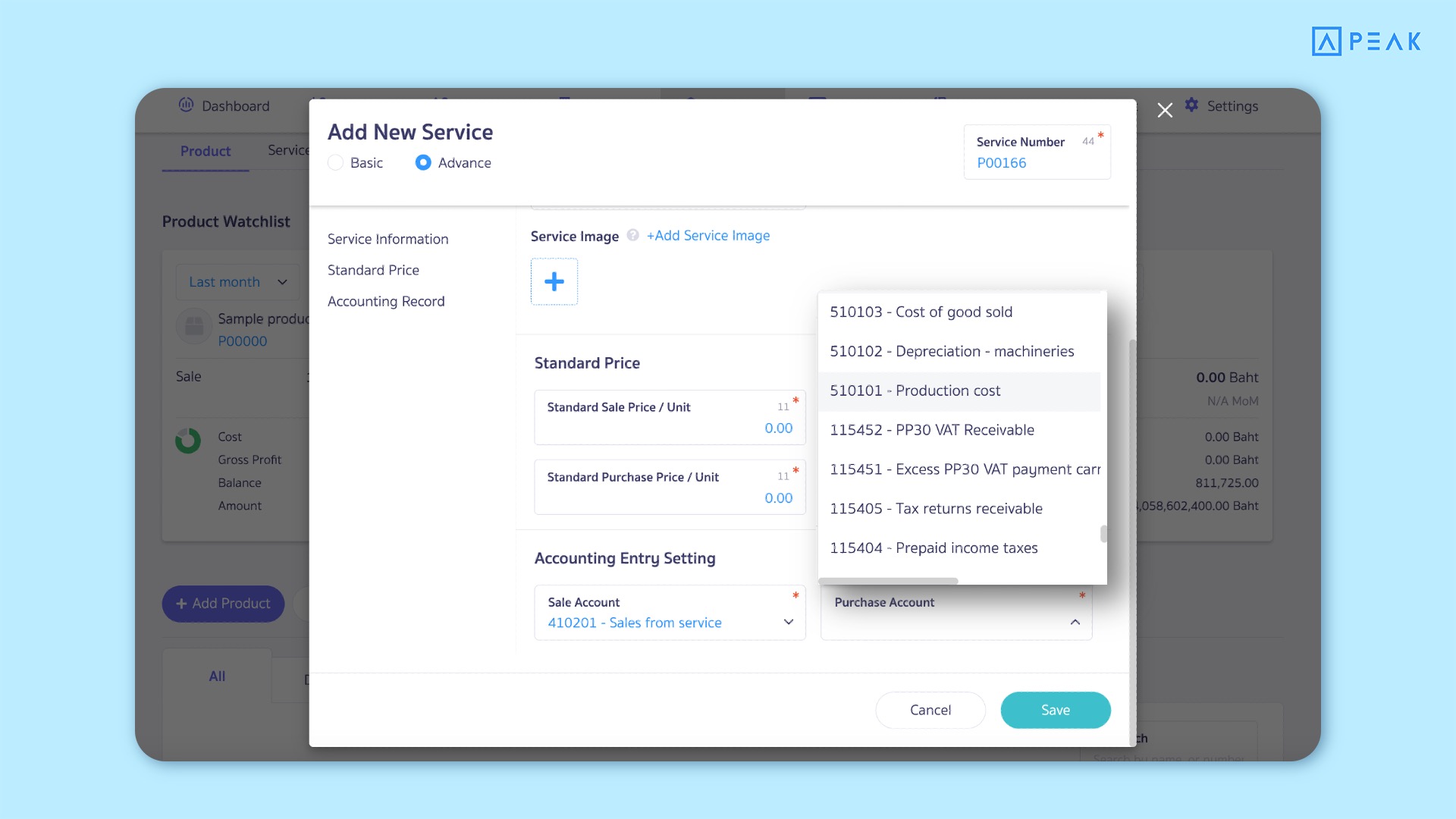 Example of service account linking configuration