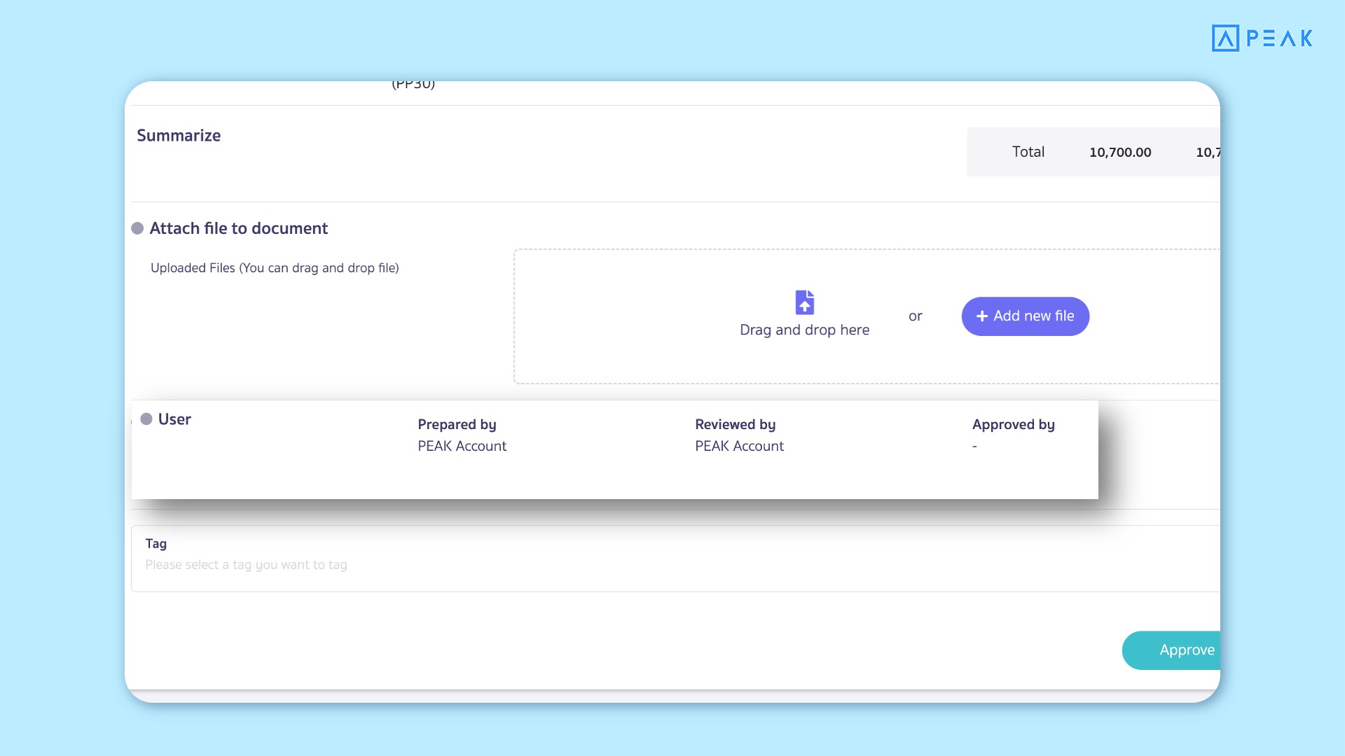 Update-Function-en 1.1 Example statuses of the transaction creator on the journal entry page.