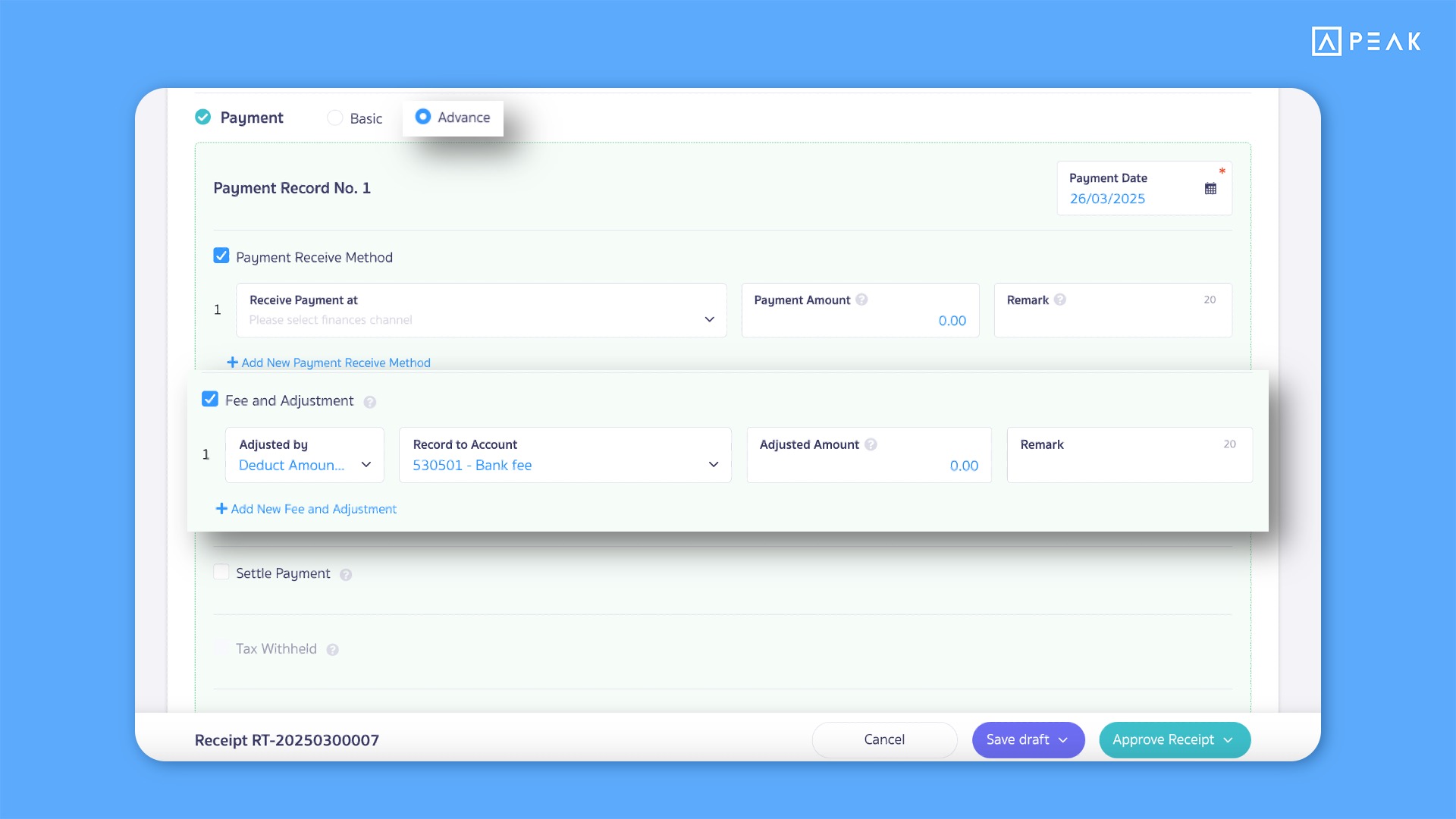 Update-Function-en3 Default accounting setting for high-value payments adjusted to "Bank Fees"