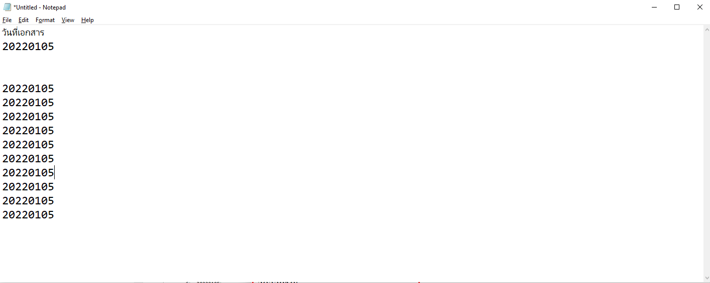 เปิด Notepad และคัดลอกคอลัมน์วันที่ออกเอกสารมาไว้ก่อน