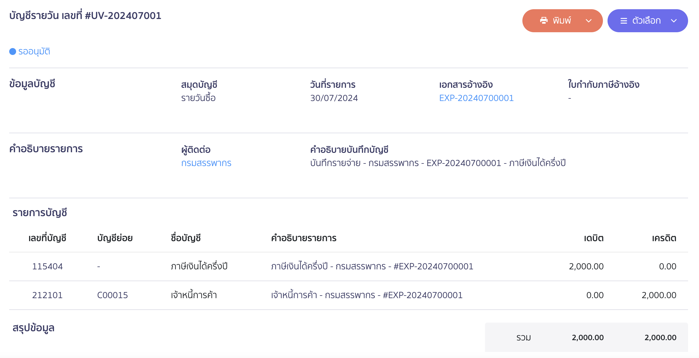 บันทึกภาษีเงินได้นิติบุคคล ภ.ง.ด.51 และ 50 การบันทึกบัญชีตอนสร้างเอกสาร กรณียังไม่ชำระ