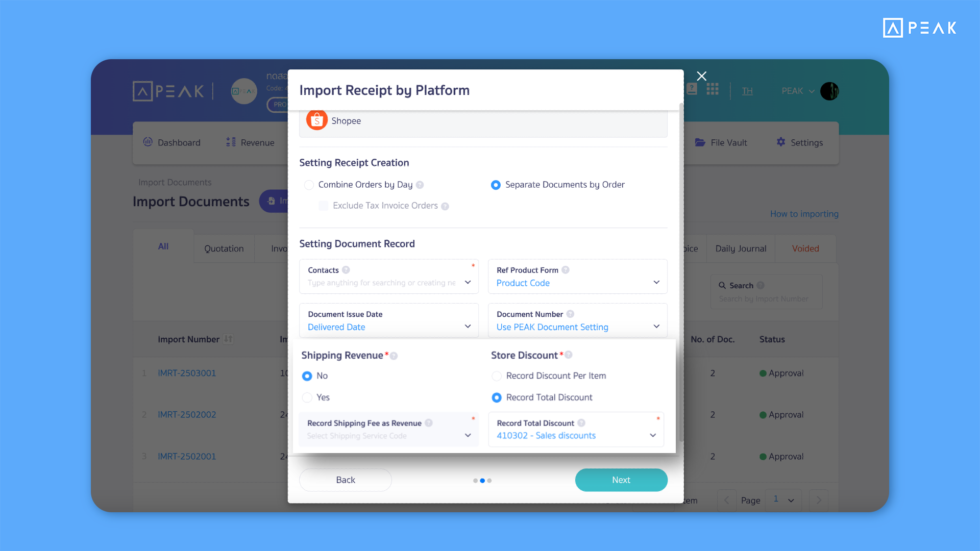 3 Import receipt documents from platforms with greater flexibility by choosing how to record discounts according to business policy