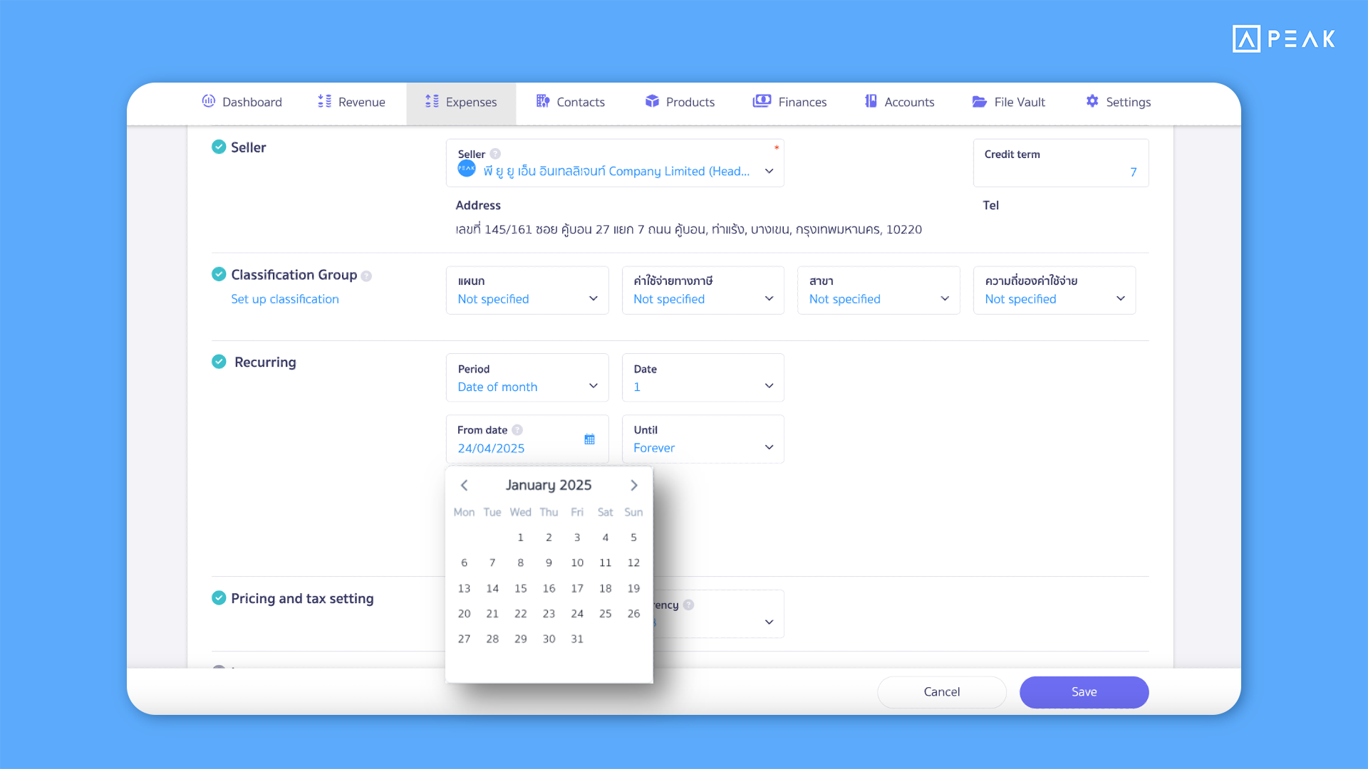 8 Set past dates when creating automatic (Recurring) documents - now more reflective of real data.