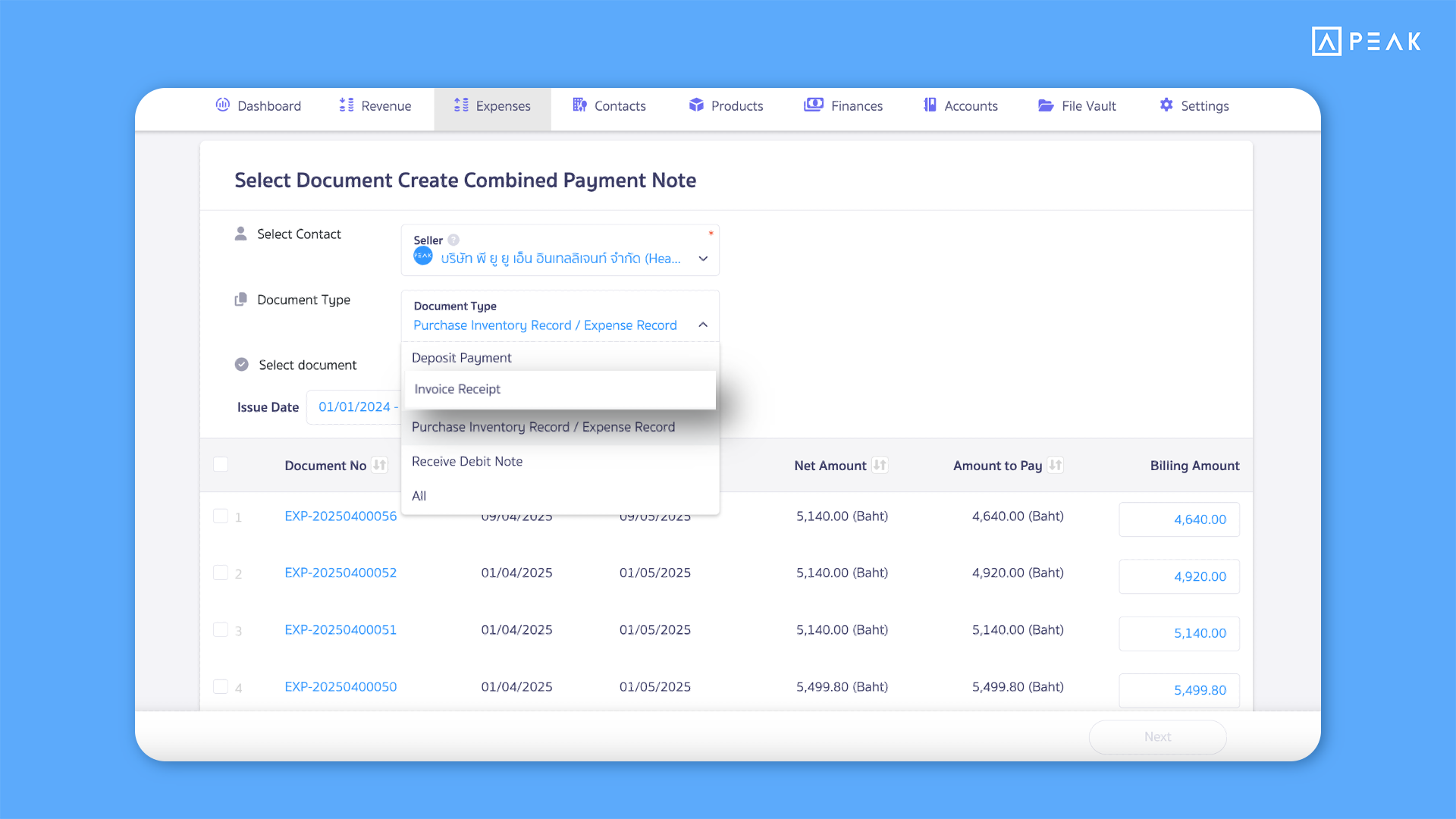 9 Use Invoice Receipt (IR) documents to create payment summaries, with support for multiple IR/GR reconciliations.