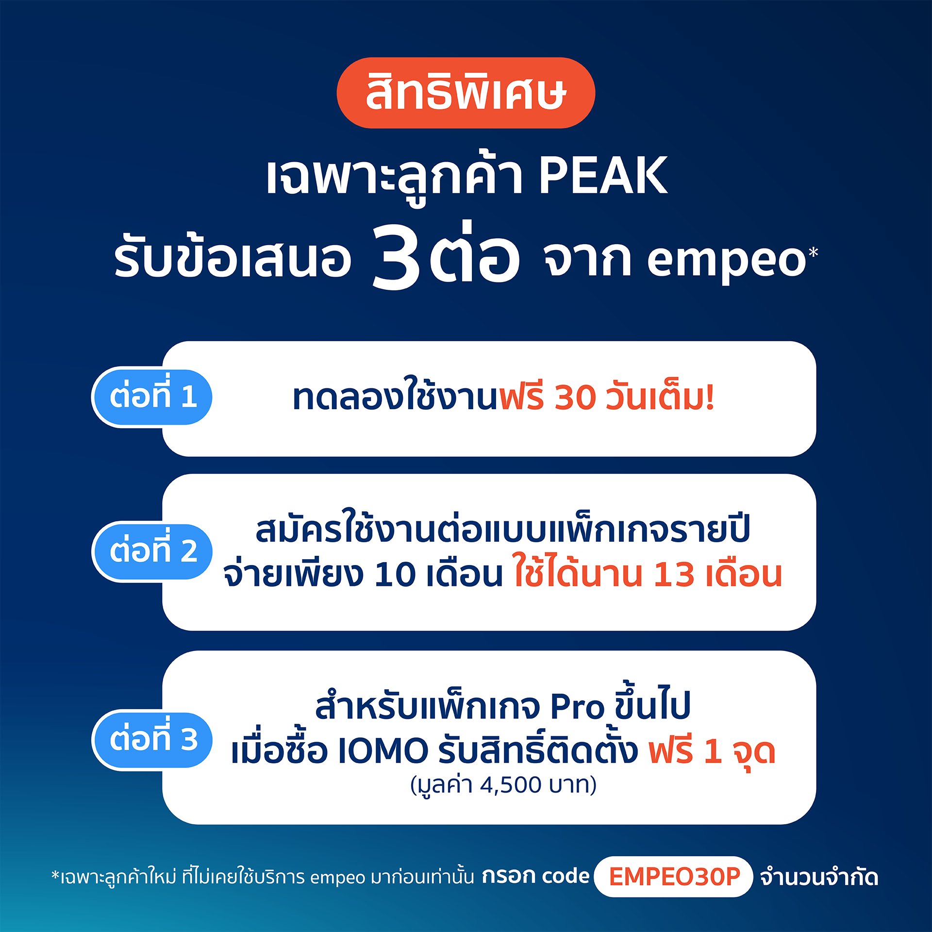 สิทธิพิเศษเฉพาะลูกค้า PEAK