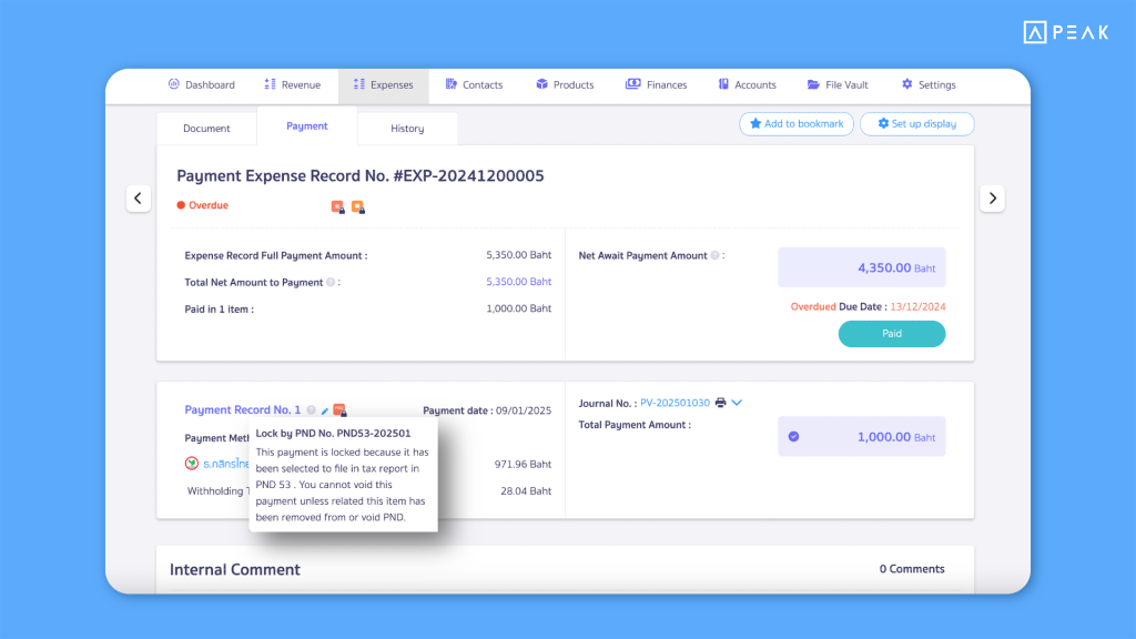 PEAK Update Function 04062025 - Instantly view P.N.D. and P.P.30 form numbers from the document lock icon to make tax document checking easier.