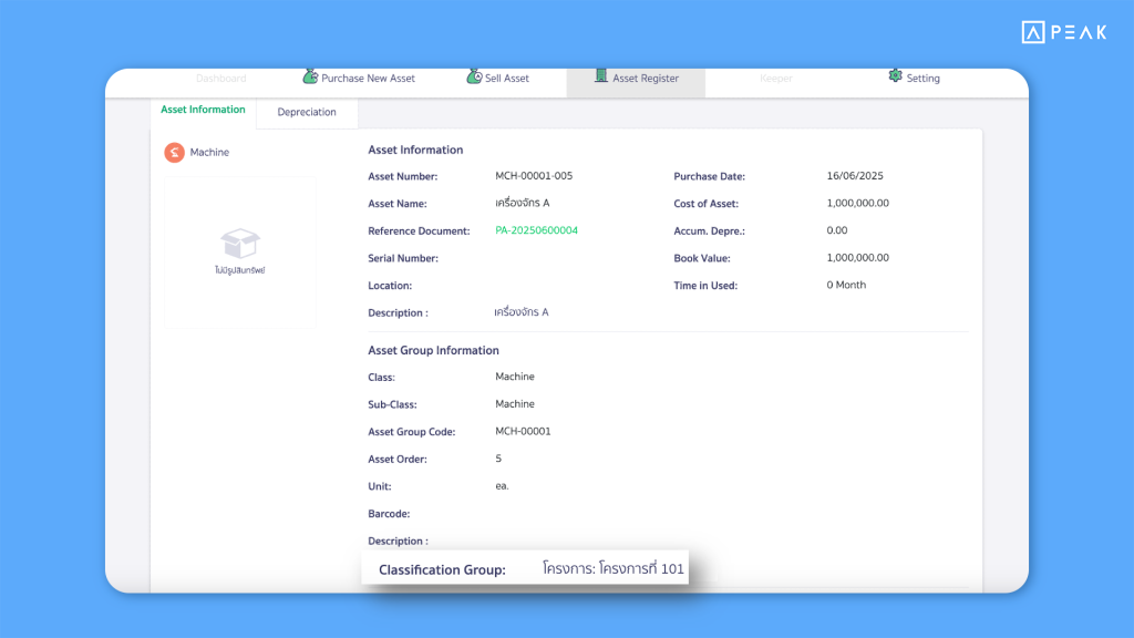 Individual Asset Information - Update Function PEAK EN 18/06/2025
