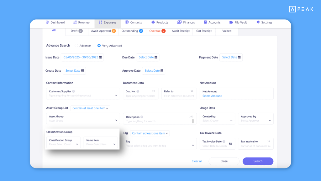 Advanced filter: Extra-advanced category - Update Function PEAK EN 18/06/2025