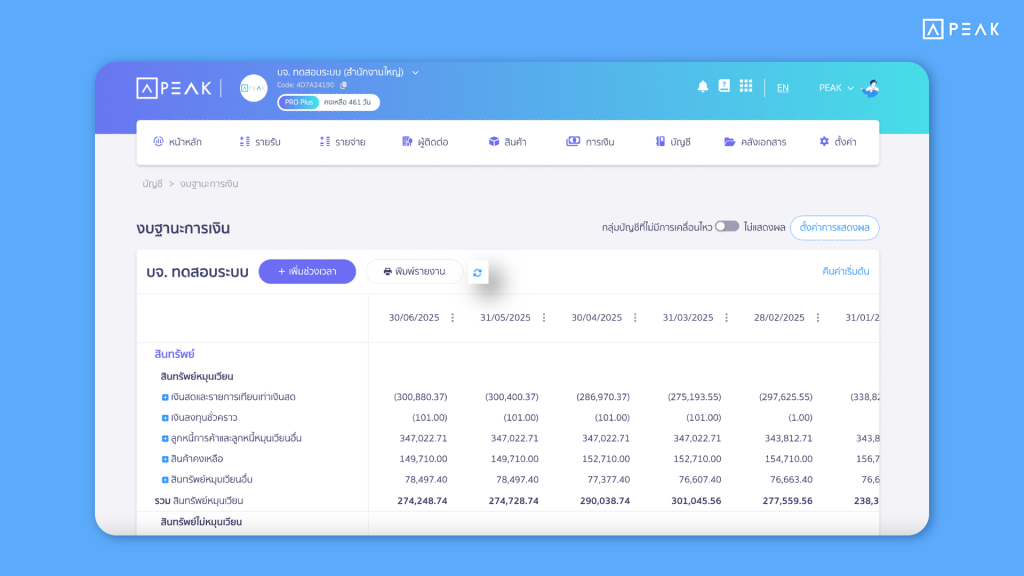เพิ่มปุ่ม Refresh ในงบการเงิน ช่วยให้เรียกข้อมูลล่าสุดได้ทันที -อัปเดตฟังก์ชัน 04022025